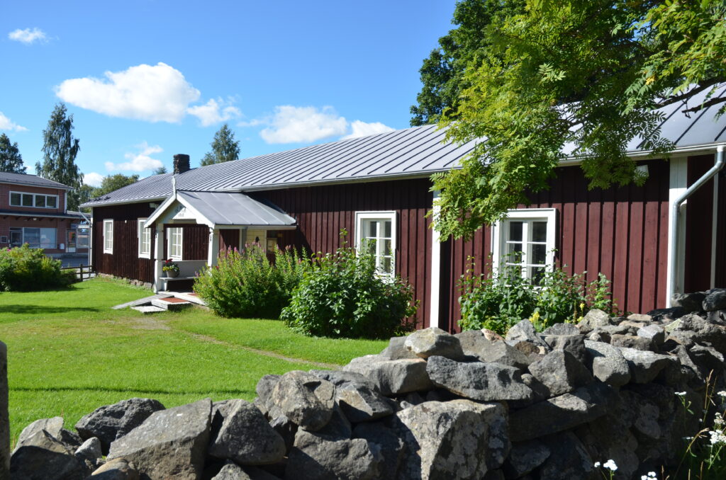 Museum building and a stone fence
