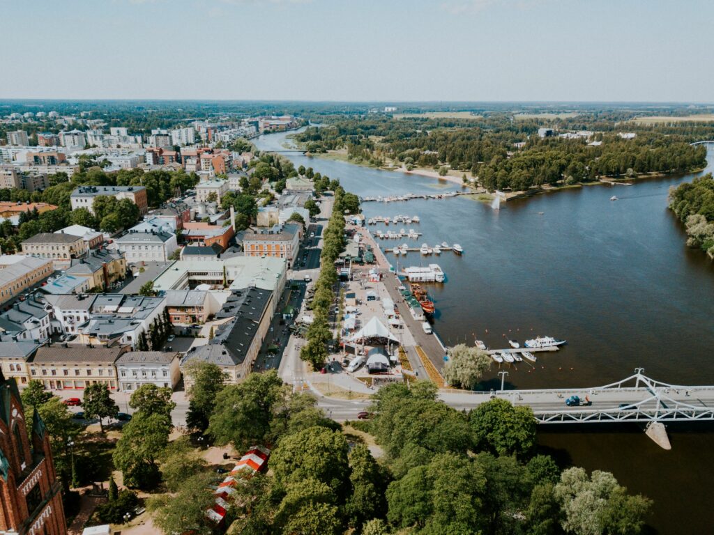 Aerial view of the riverside