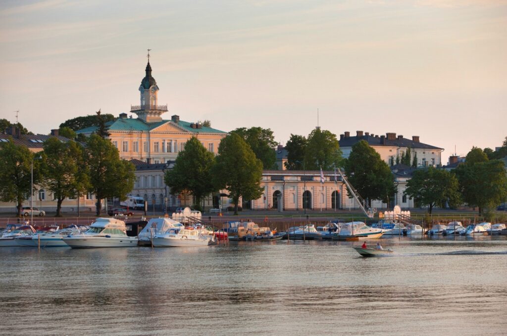 The old town centre captured from the river