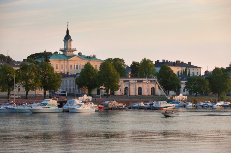 The old town centre captured from the river