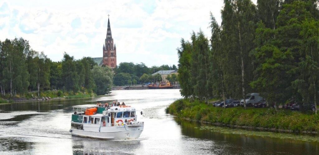 A passenger boat on the river