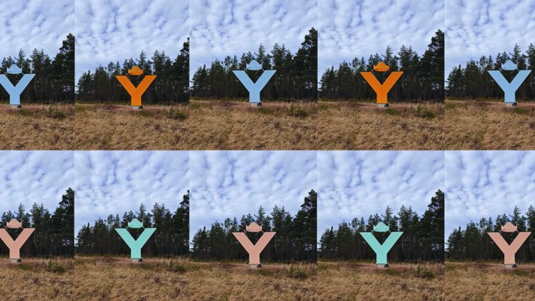 Kollaasi Yyterin Y-kirjaimista eri väreissä